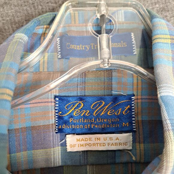Vintage Pen West Country Traditionals by Pendleton Shirt Short Sleeve Plaid M - Picture 4 of 8